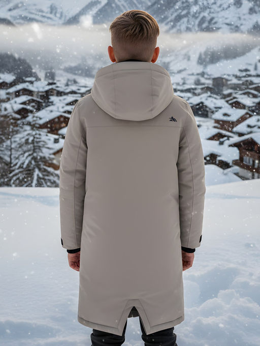 Парка зимняя подростковая для мальчика с капюшоном бежевого цвета 9539B - Mtforce фото 2