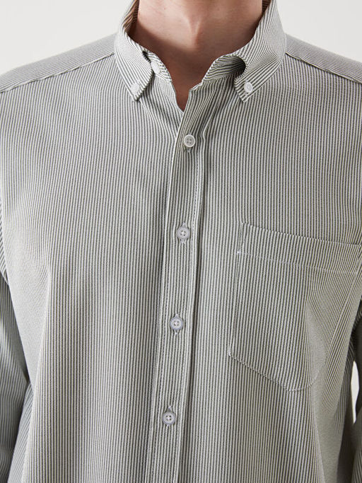 Regular Fit Uzun Kollu ?izgili Erkek G?mlek