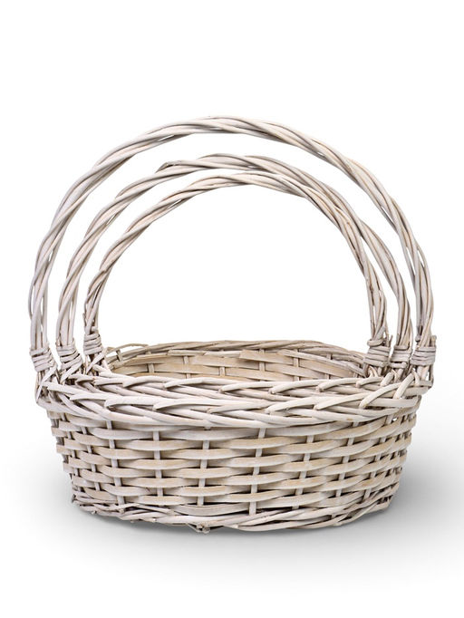 Корзина плетёная для хранения, лоза, белая, набор 3 шт.