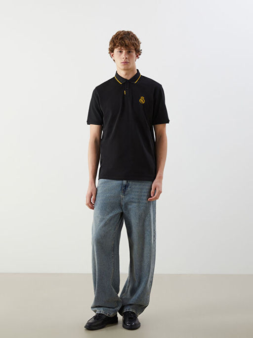 Polo Yaka Real Madrid Bask?l? Erkek Taraftar Ti??rt