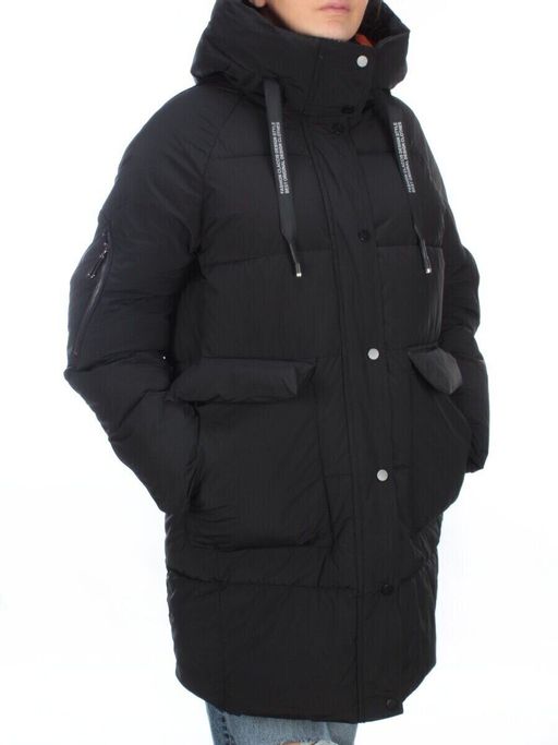 2197 BLACK Пуховик женский зимний AIKESDFRS (холлофайбер)