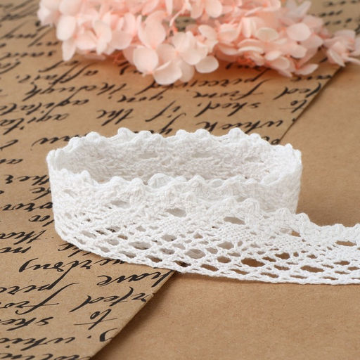 Кружево вязаное, 25 мм, 15±1 м, белое