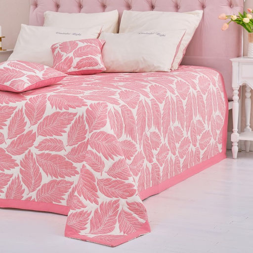 Покрывало хлопковое Этель Листопад 220х2405 см, цвет розовый, 100%хлопок, 300гр/м2  фото 2