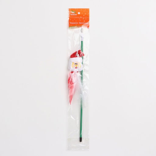Дразнилка-удочка для кошек с бубенчиком Дед мороз, 40 см - Пижон фото 4