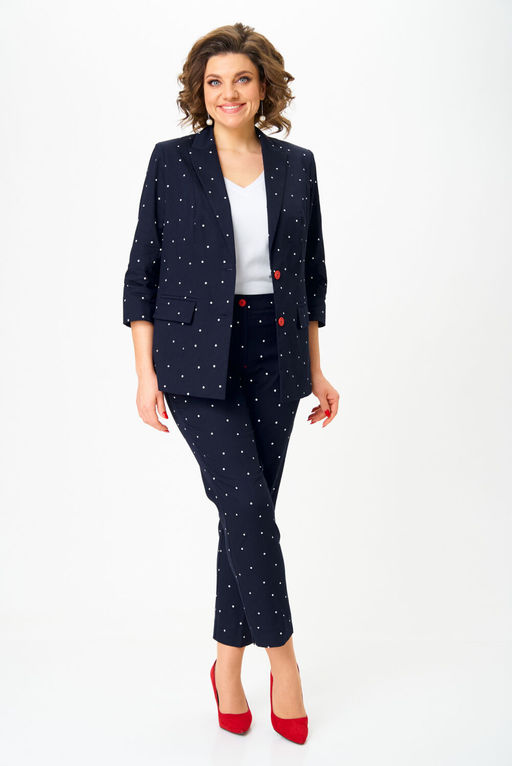 Костюм БелЭльСтиль 412/586 темно-синий, горох