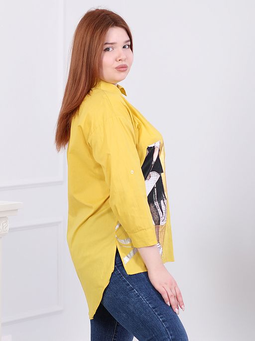 Рубашка горчичного цвета классическая - Almond фото 3