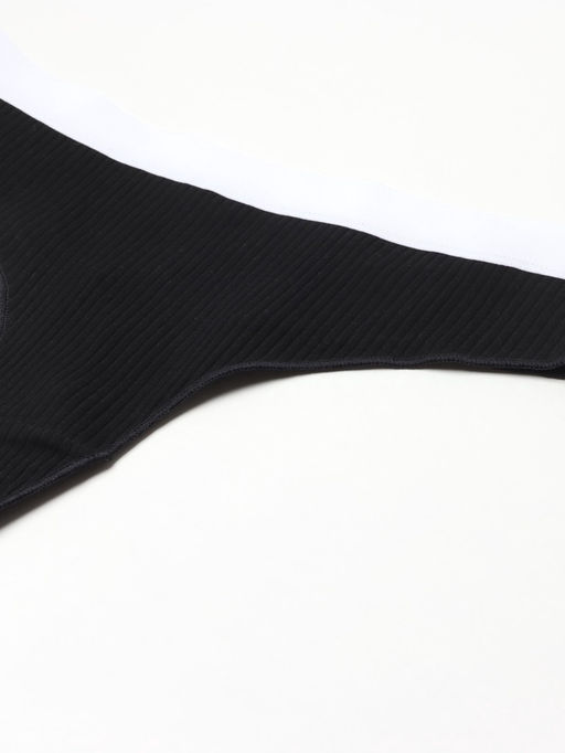 Трусы женские бразильяно MINAKU рубчик, набор 3 шт., размер 48-50, белые, бежевые, чёрные