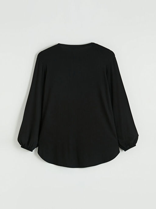 Bisiklet Yaka Balon Kollu Oversize Bluz