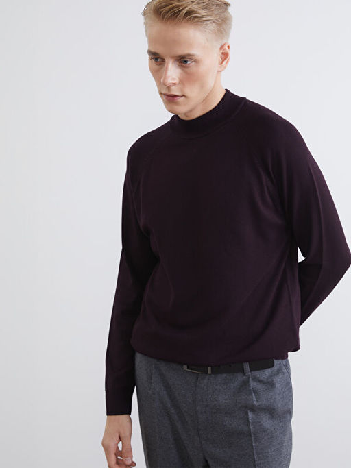 Yar?m Bal?k?? Yaka Uzun Kollu Erkek Triko Kazak