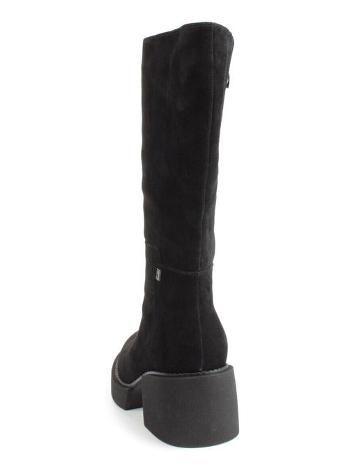 02-FI908-2M BLACK Сапоги зимние женские (натуральная замша, натуральный мех)