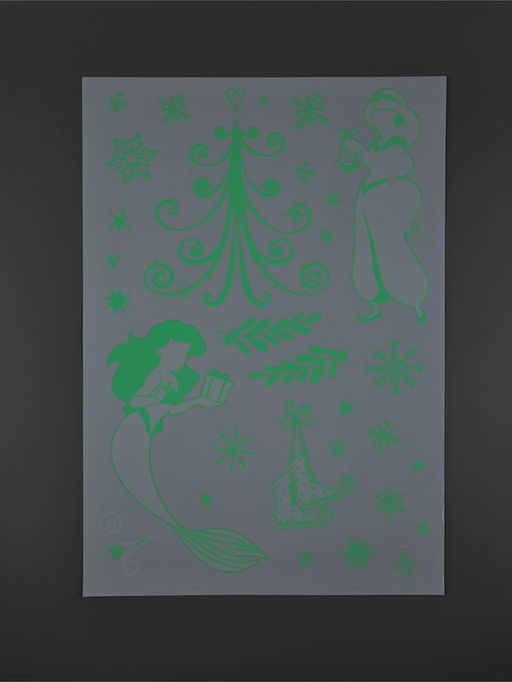 Наклейки интерьерные Новогодние, со светящимся слоем, 35 ? 50 см, 2 листа