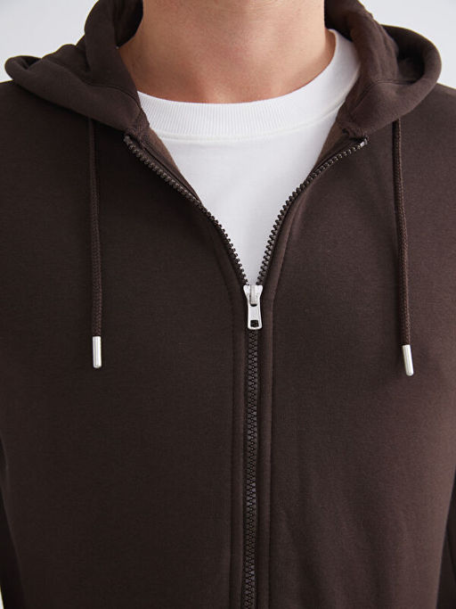 Kap??onlu Uzun Kollu Erkek Fermuarl? Sweatshirt
