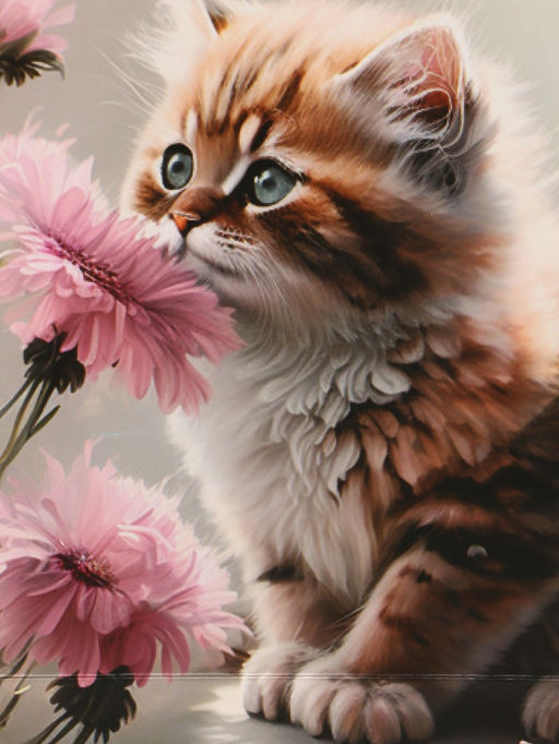 Цена за 2 шт. Пакет подарочный ламинированный вертикальный «Котик и цветок», M 26×32×12 см