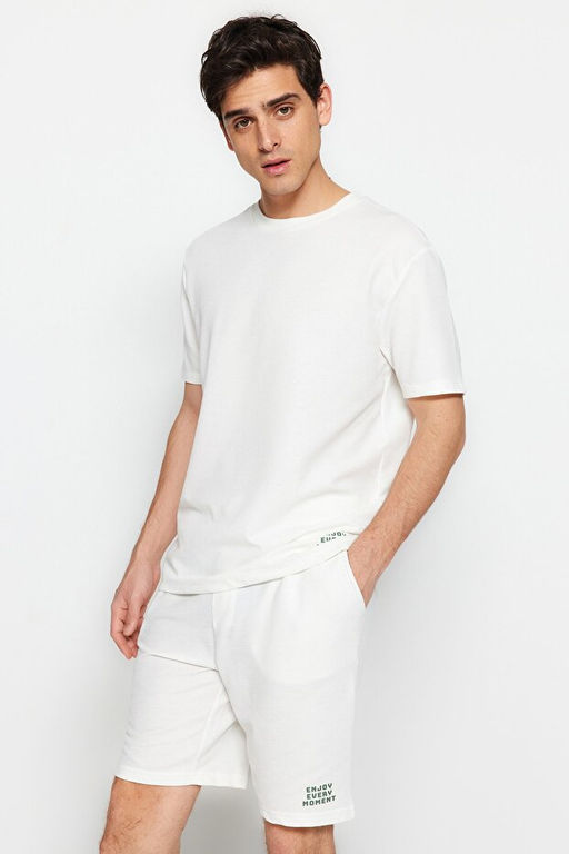 Unisex Ekru Regular Fit _rme _ortlu Pijama Tak_m_ TMNSS23PT00032