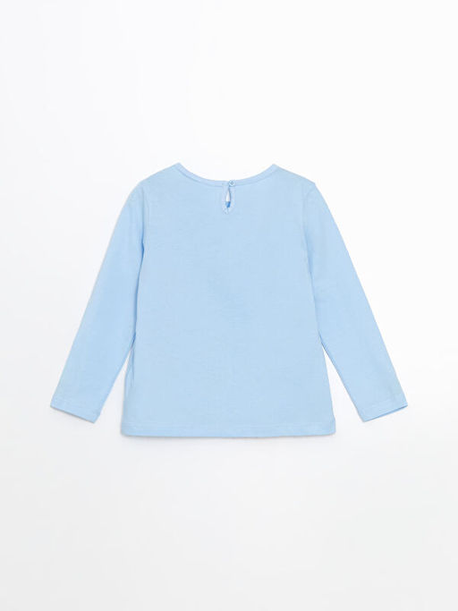 Bisiklet Yaka Elsa Bask?l? K?z ?ocuk Ti??rt 2li