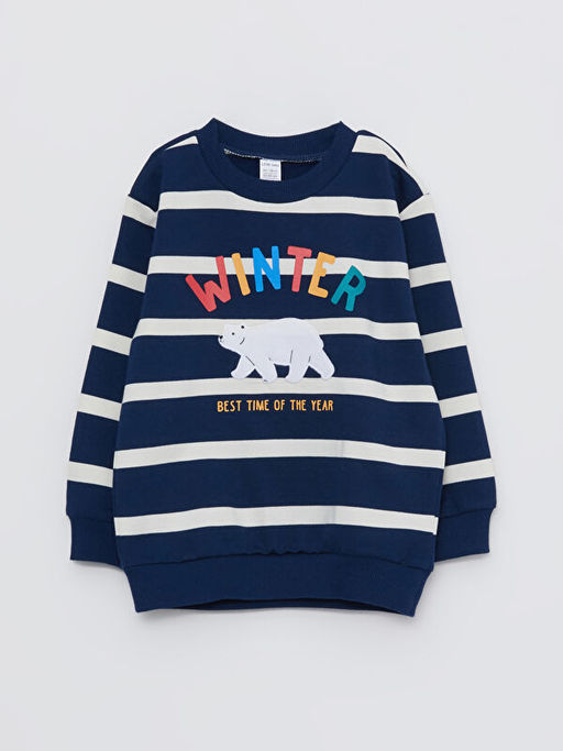 Bisiklet Yaka Uzun Kollu Bask?l? Erkek Bebek Sweatshirt - Waikiki фото 3