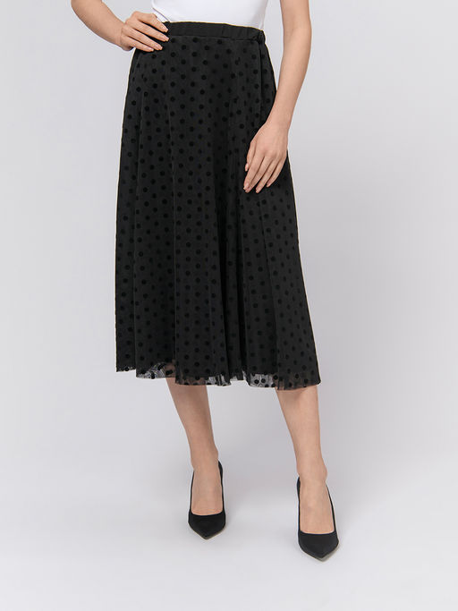 Юбка черного цвета длины миди двухслойная