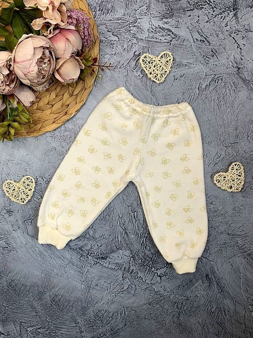 (Уп. 10 шт) Штаны велюровые молочного цвета, арт.A-ST910-VL, раз.68и80