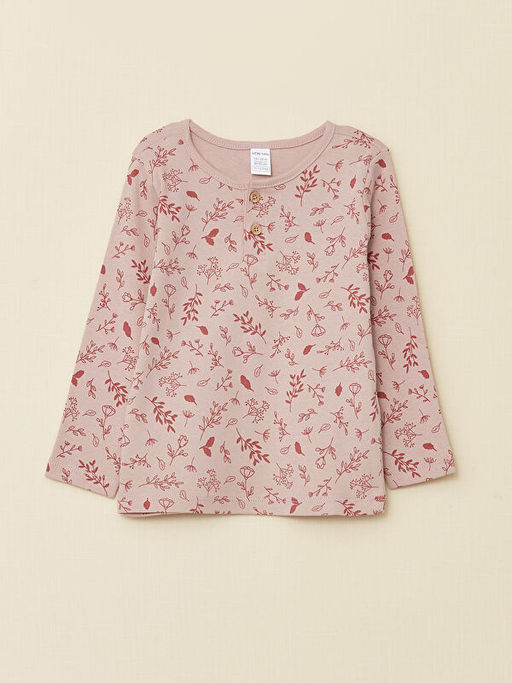 Bisiklet Yaka Uzun Kollu Bask?l? K?z Bebek Pijama Tak?m? - Waikiki фото 2