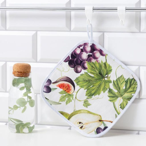 Прихватка Этель Фруктовый сад 19х19см,100% х/л, ватин 250г/м2 (двухсторонняя)