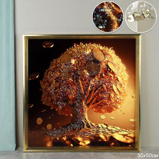 Картина 50х50 Денежное дерево / CX-0288 /уп 24/стразы