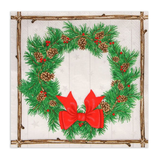 Цена за 2 шт. Салфетки новогодние бумажные Home Collection Венок с шишками, 3 слоя, 33?33 см, 20 шт.