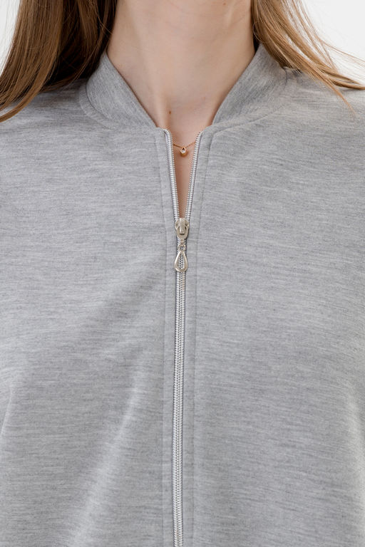 Бомбер из коттон фита серый меланж макси - Амадэль фото 14