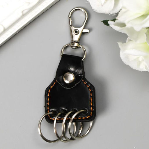 Цена за 12 шт. Кожаный брелок для ключей на карабине, (кожзам), 9.5×4×0.5 см, МИКС