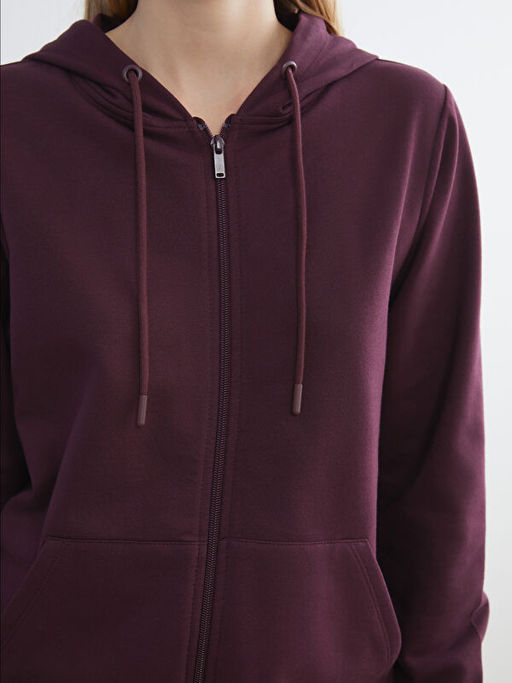 Kap??onlu Kad?n Fermuarl? Sweatshirt