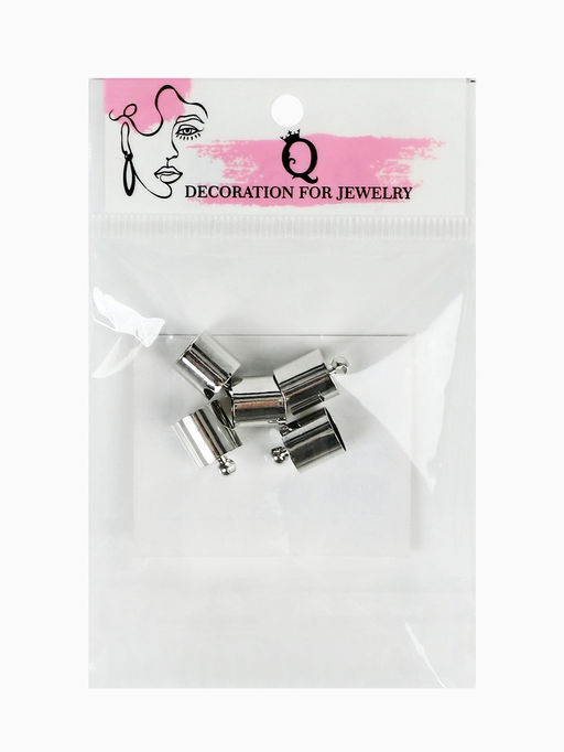 Концевик-шапочка, СМ-165, (набор 5 шт.), 1.2?0.8 см, d(вн.)=0.7 см, цвет серебро