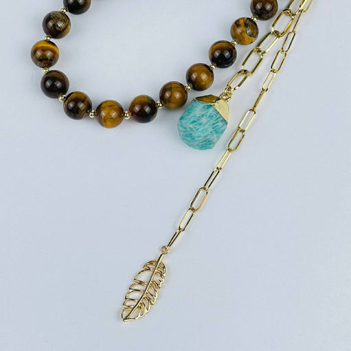 Брелок из Тигрового глаза и Амазонита - Радуга самоцветов фото 2