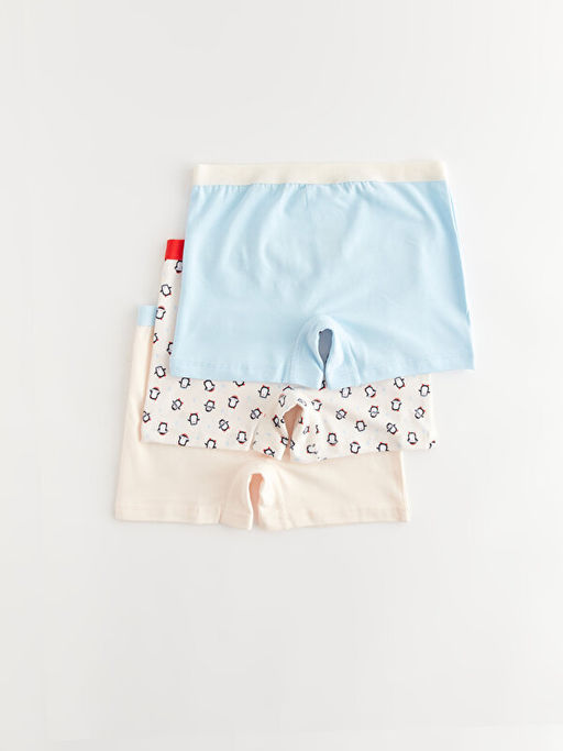 Bask?l? Pamuklu K?z ?ocuk Boxer 3l? - Waikiki фото 2