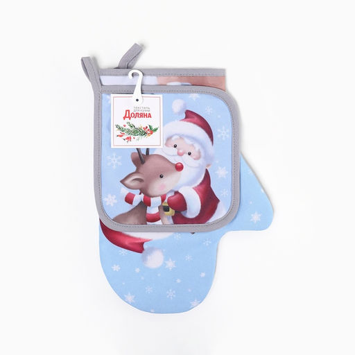 Набор кухонный Доляна. Волшебство: варежка 20?28 см, прихватка 17?17 см, 35% хлопок, 65% п/э