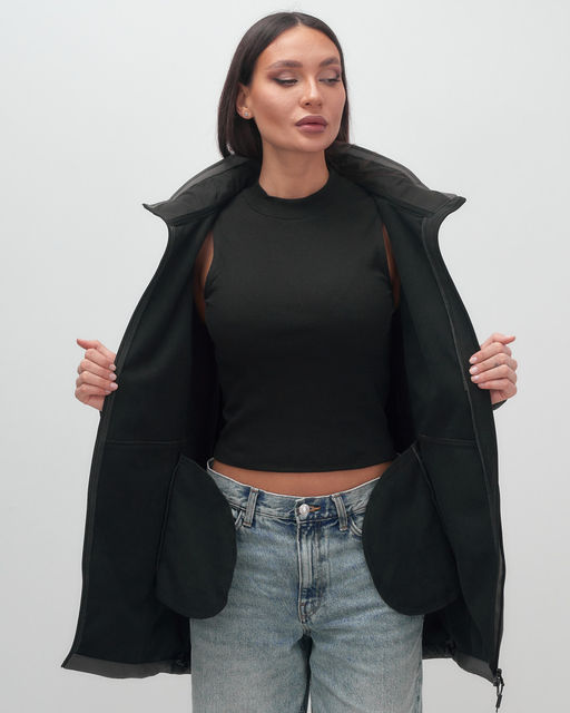 Парка спортивная женская с капюшоном softshell темно-серого цвета 9568TC - Mtforce фото 16