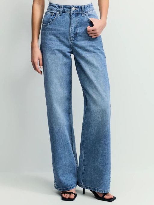 Джинсы wide leg с высокой посадкой с эффектом деворе / Zarina  фото 2