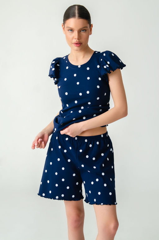 Арт.9176/1 Пижама с шортами 42-48 (4 шт) Цвет:синий, белый - Калинка фото 6