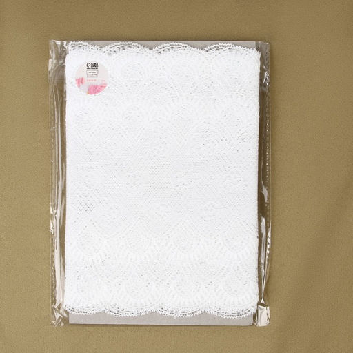 Цена за 2 шт. Кружевная эластичная ткань, 190 мм, 2.7±0.5 м, белая