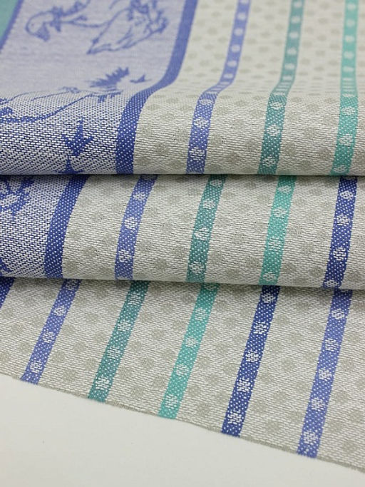 Холст полотенечный жаккард Датский гусь цв.васильково-голубой, ш.0.5м, лен-30%, хл-70%, 210гр/м.кв - Купава фото 3