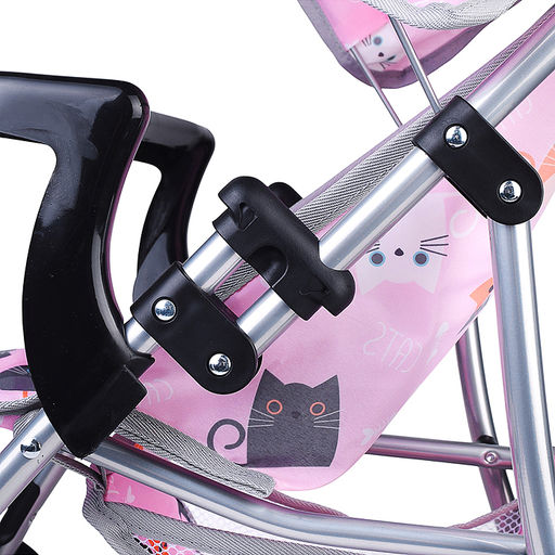 Коляская кукольная трость, металлическая, с корзиной, столиком и козырьком