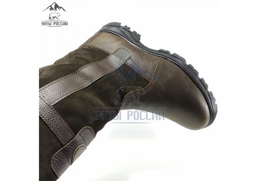 Сапоги Монголки натуральная кожа высокие коричневые, литая подошва