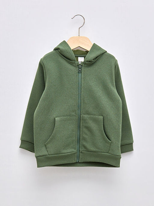 Kap??onlu Uzun Kollu Erkek Bebek Fermuarl? Sweatshirt