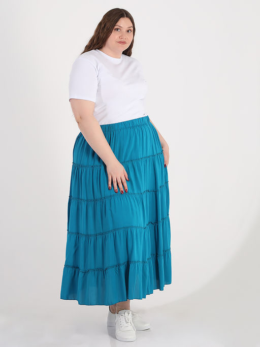 Многоярусная юбка больших размеров - Almond фото 6