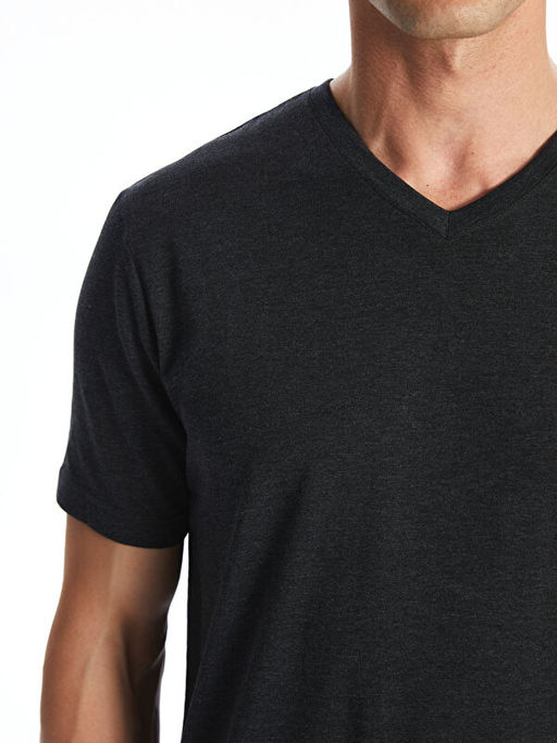 V Yaka K?sa Kollu Penye Erkek Ti??rt