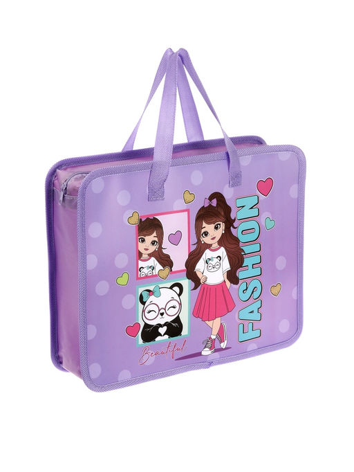 Папка с ручками «Модница», А4, пластиковая, 70 мм, 322×256 мм