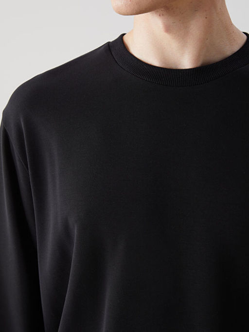 Bisiklet Yaka Uzun Kollu Erkek Sweatshirt