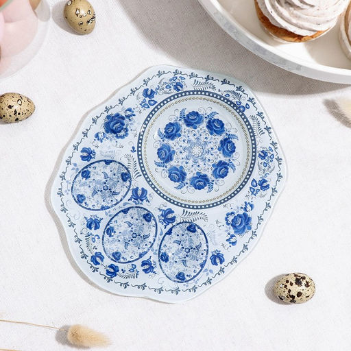 Подставка стеклянная для яиц Доляна Цветочная роспись, 3 ячейки, 2118 см, цвет белый  фото 3