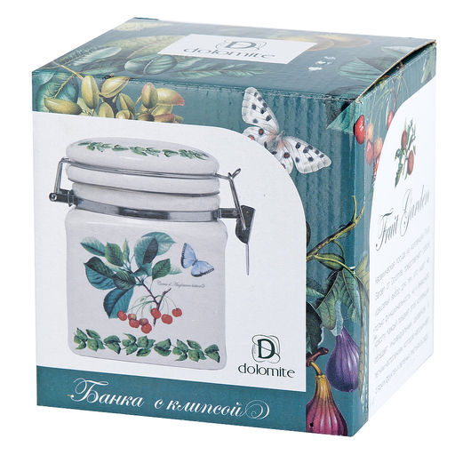 Банка для сыпучих продуктов (клипс) Fruit Garden 12х9,5х12см v=480мл (подарочная упаковка) - Dolomite фото 2