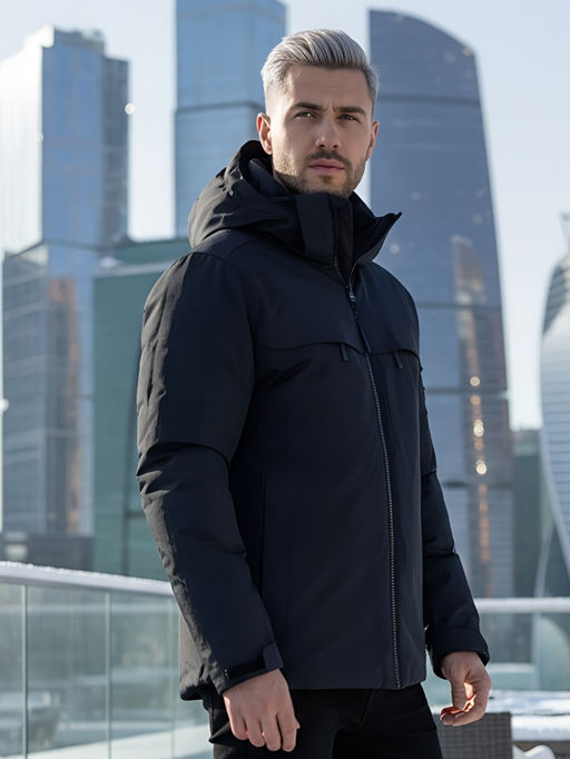 Горнолыжная куртка мужская зимняя черного цвета 2412Ch