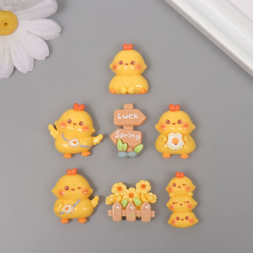 Декор для творчества пластик «Цыплята», ассорти, набор 7 шт., 2×2×1 см