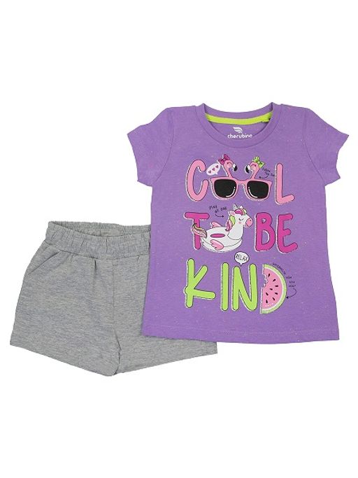 CRB wear/CSKG 90100-44-317 Комплект для девочки (футболка, шорты),фиолетовый/Ex.Cherubino